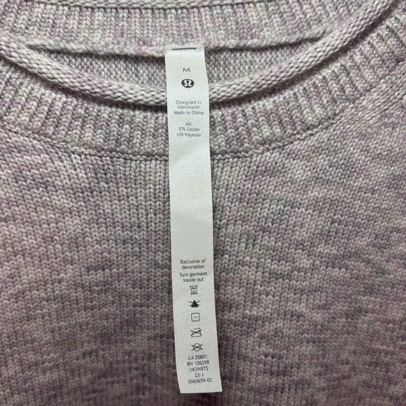 NWOT Lululemon Boxy Cotton-Blend Velvet Dust Gray Lavender Sweater size medium - Picture 2 of 8
